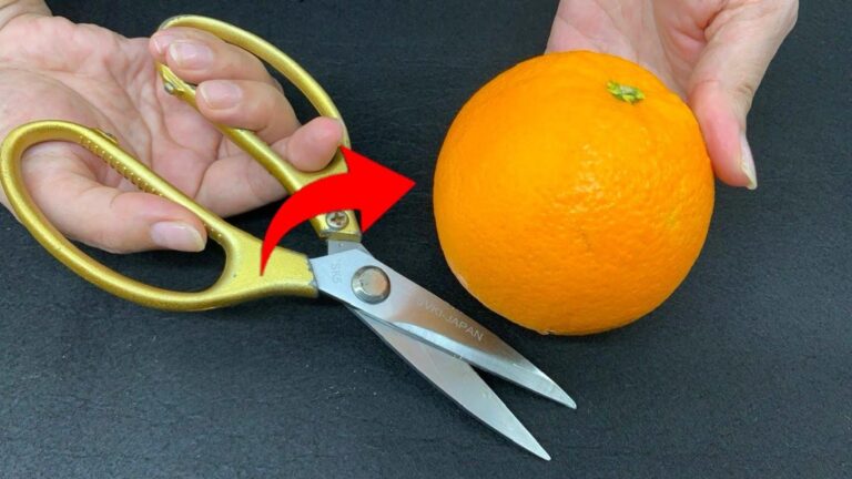 This simple scissors trick transforms messy orange peeling into a neat, effortless experience…