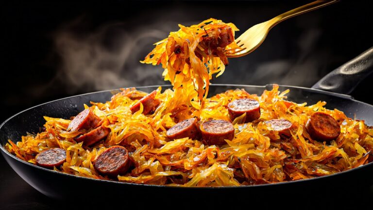 7-Minute One-Pan Cabbage Sausage Skillet for a Quick and Budget-Friendly Dinner!