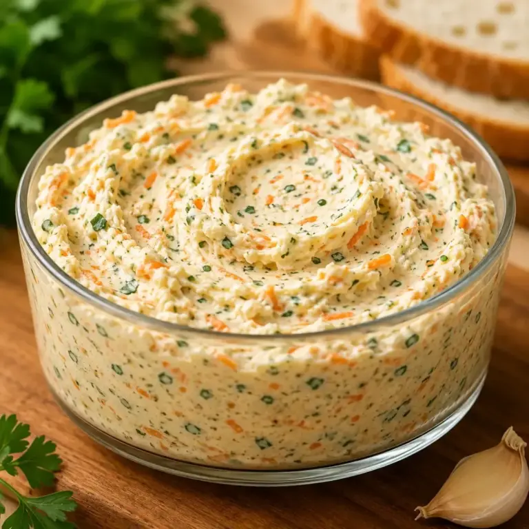Creamy Cheese Spread with Carrots and Herbs: A Delicious Dip Recipe