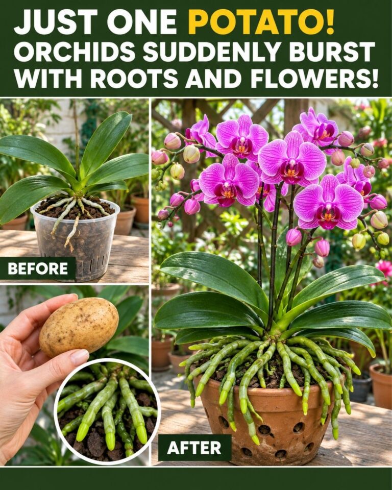 Just one potato! Orchids suddenly burst with roots and flowers!