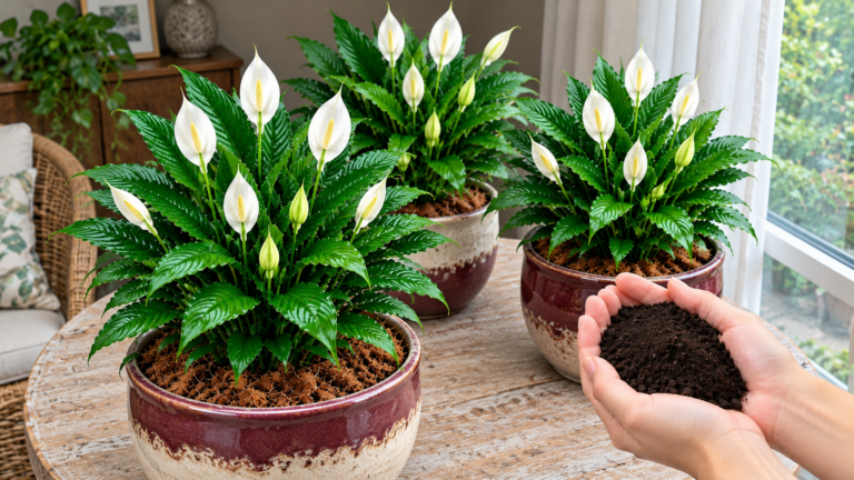 Just one cup per week! The steps that help your peace lily keep its beautiful flowers