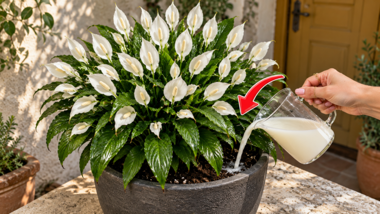 A simple cup! The steps to know to prepare a peace lily that has stayed green for flowering
