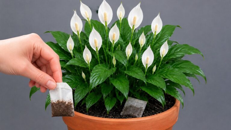 Put Just ONE Tea Bag in Your Peace Lily → It Blooms All Year Long!